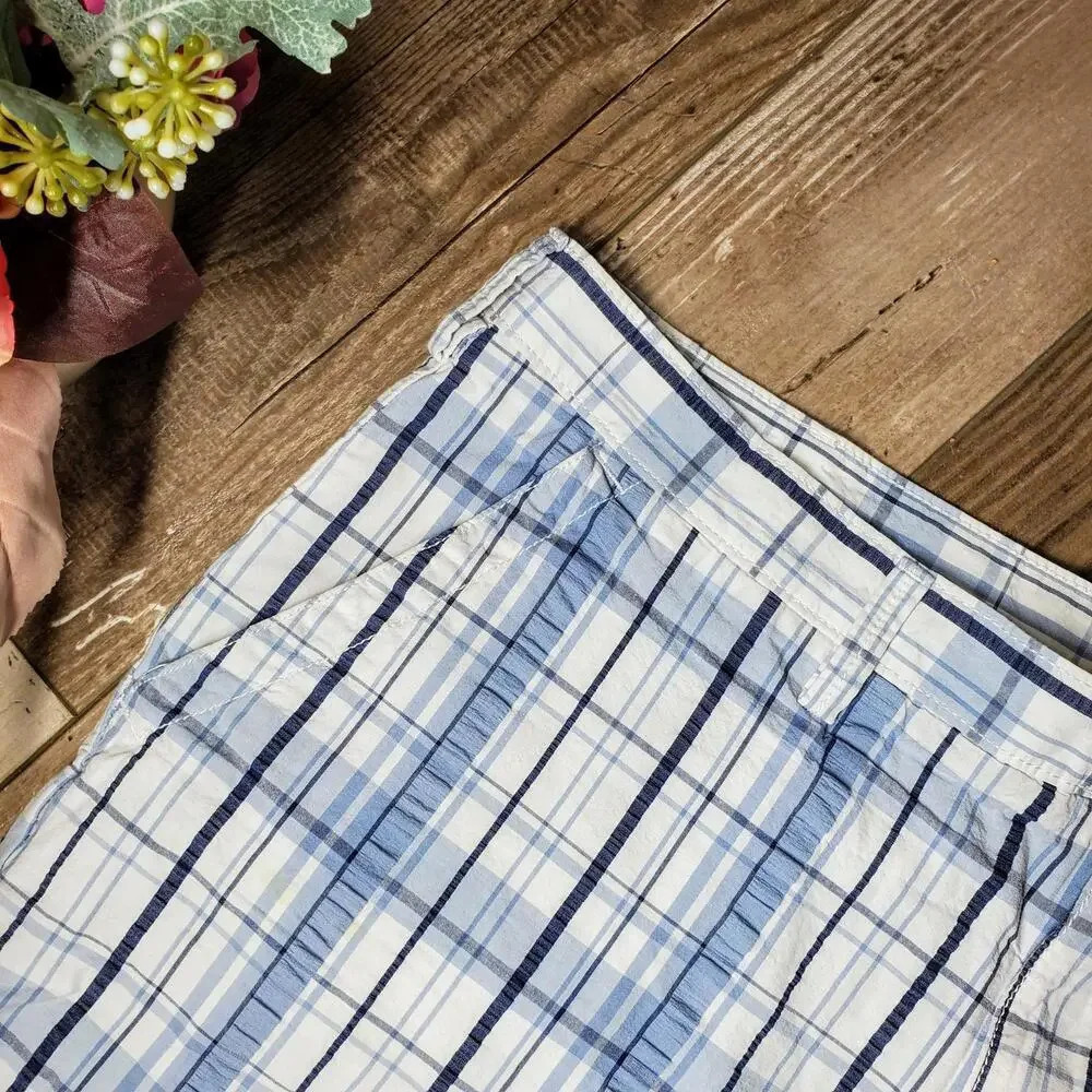 Apt. 9 Men's 100% Cotton Casual Blue and White Plaid Shorts Size 40 - Picture 9 of 12